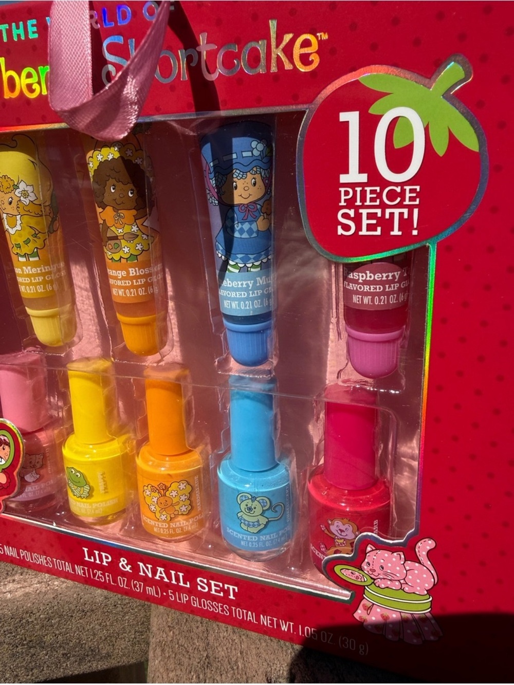 Strawberry Shortcake NIB Lip & Nail 10 Piece Set - Pink - Picture 2 of 5